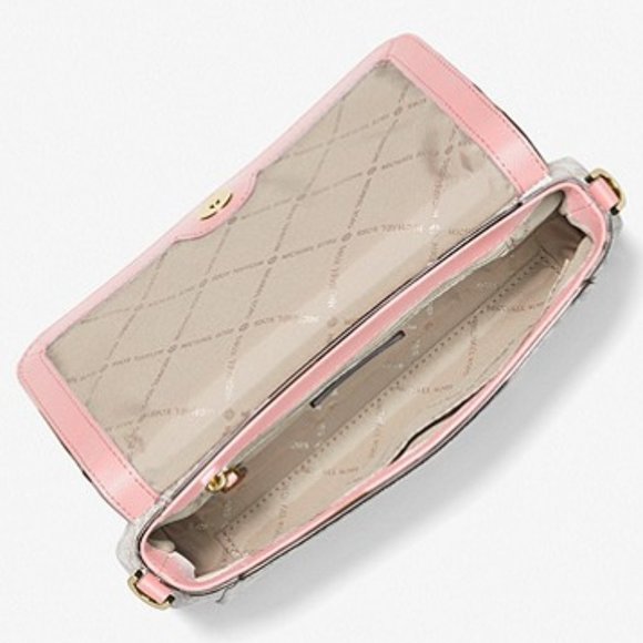 LAST ONE NWT Michael Kors Logo Crossbody Convertible Bag Ivory Pink Shoulder Bag - Picture 6 of 11